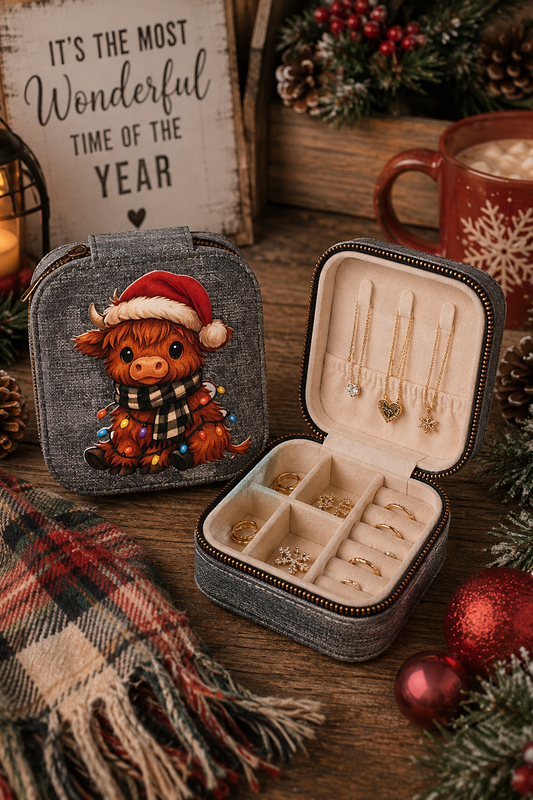 Xmas Highland Cow Jewelry Case
