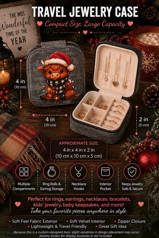 Xmas Highland Cow Jewelry Case