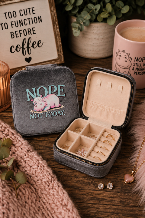 Nope, Not Today Travel Jewelry Case