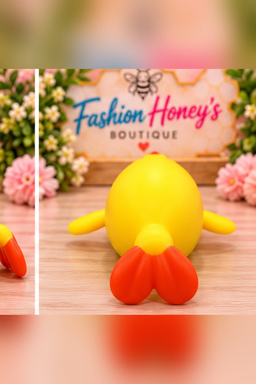 Yellow Crunchy Duck Squishy rear view