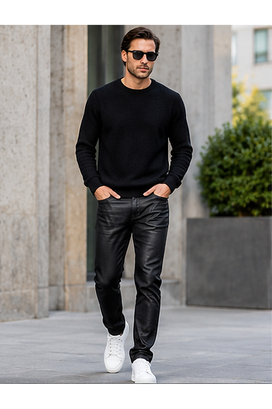 LUTI WAX slim trousers — Front modeled view