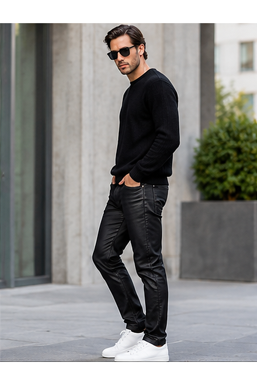 LUTI WAX slim trousers — Left modeled angle