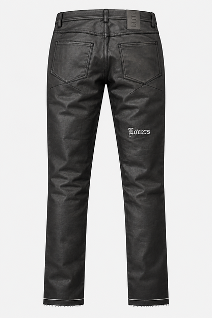 LUTI WAX slim trousers — Back product-only with contrast stitching