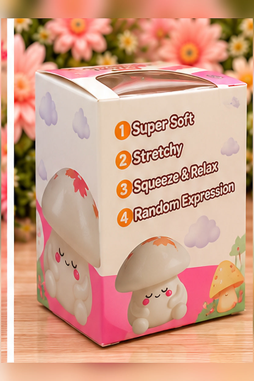Mushroom Squishy packaging-side boutique view