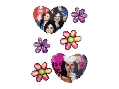 Portrait Hearts & Colorful Flowers UV DTF Transfer — Optional Cut-Apart Sheet