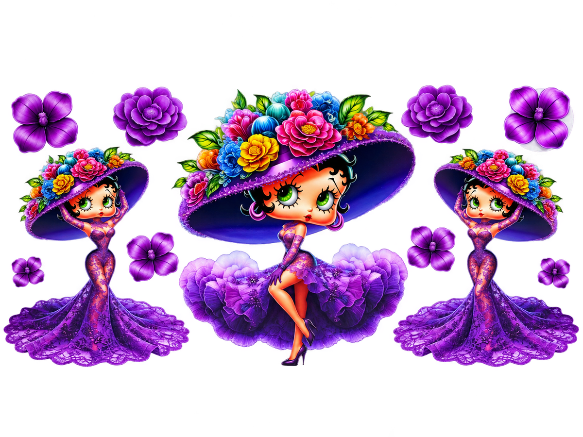 Purple floral women UV DTF cup wrap Approved Hero 1200x900