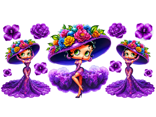 Purple floral women UV DTF cup wrap Approved Hero 1200x900