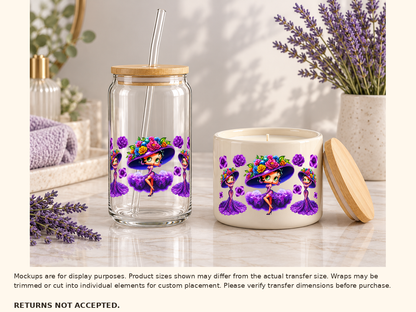 Purple floral women UV DTF cup wrap Lifestyle