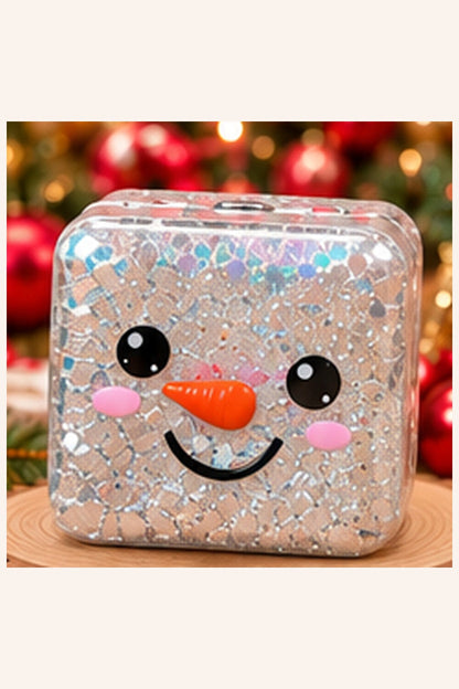 Christmas glitter cube squishy Silver-Snowman single product view