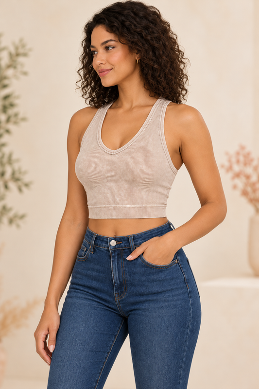 Zenana NTW-6144A Ash Mocha crop brami left view