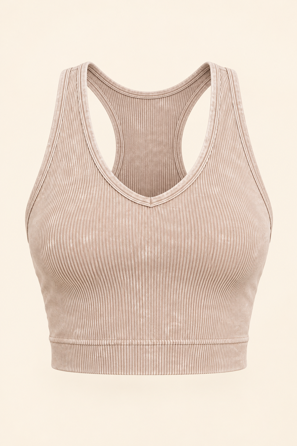 Zenana NTW-6144A Ash Mocha crop brami ghost-front view