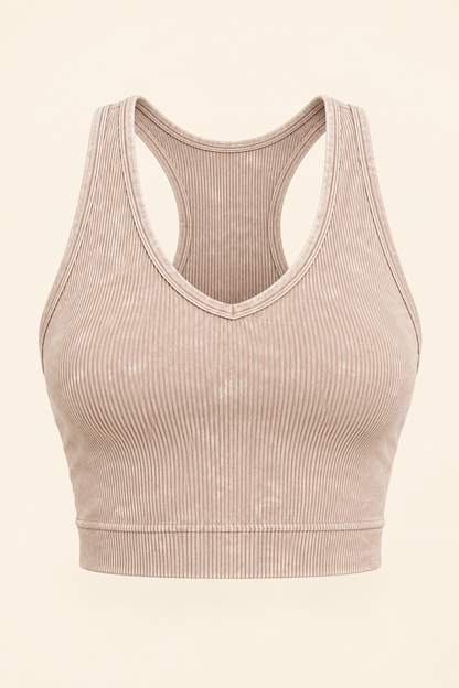 Zenana NTW-6144A Ash Mocha crop brami ghost-front view