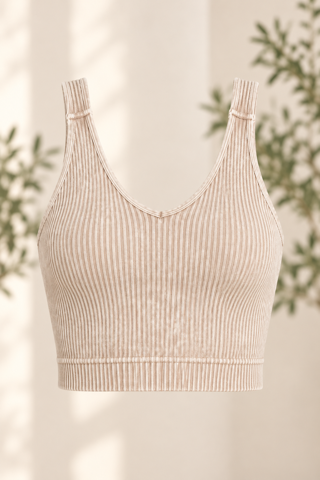 Zenana NTW-6175A Ash Mocha crop brami Ghost-Front view