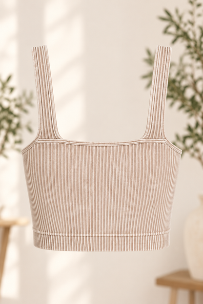 Zenana NTW-6175A Ash Mocha crop brami Ghost-Back view