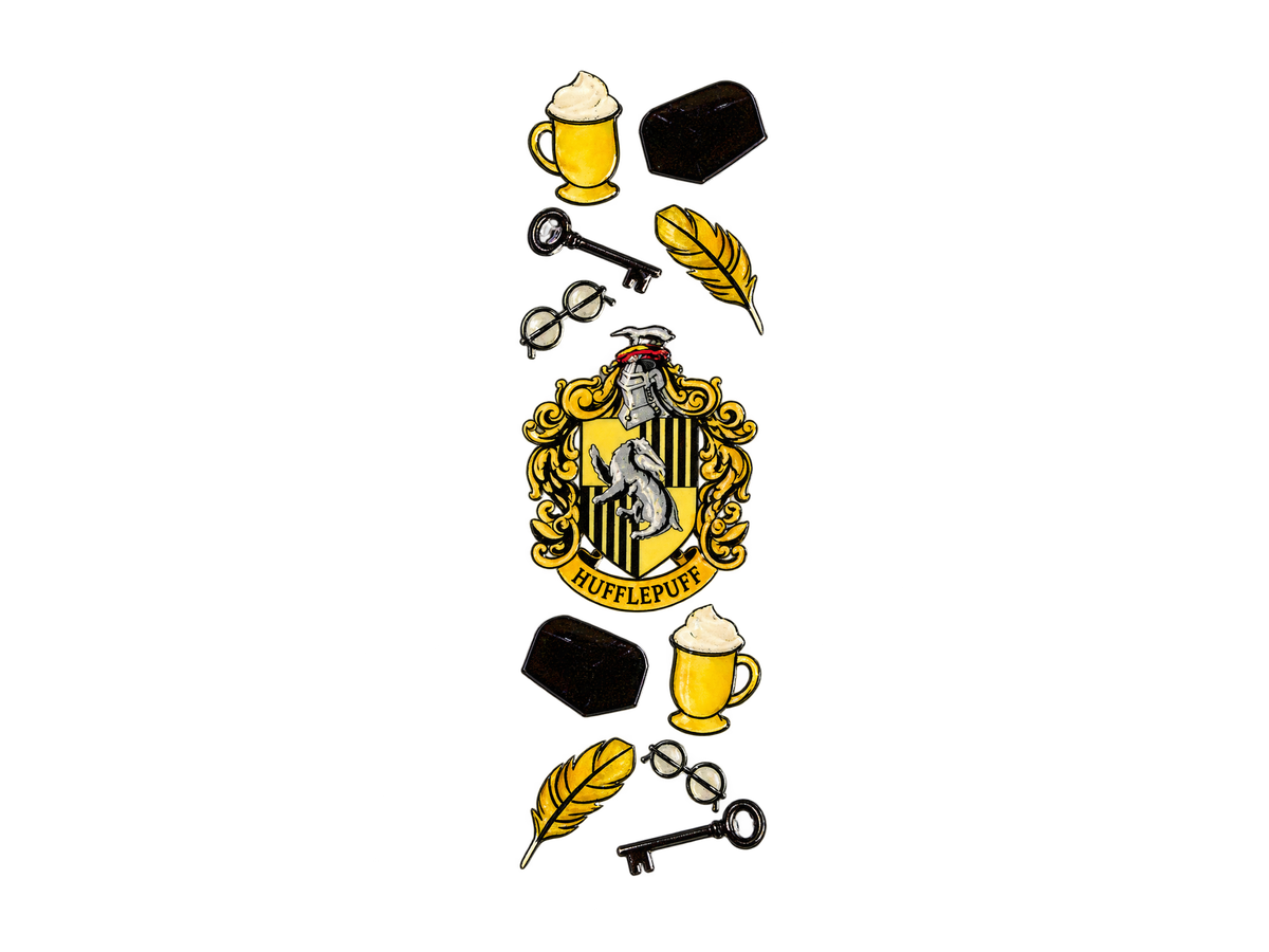 Hufflepuff crest and yellow wizarding icons UV DTF individual transfer, complete design