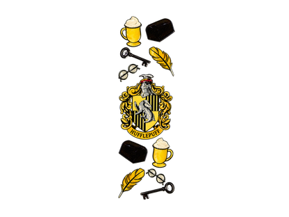 Hufflepuff crest and yellow wizarding icons UV DTF individual transfer, complete design