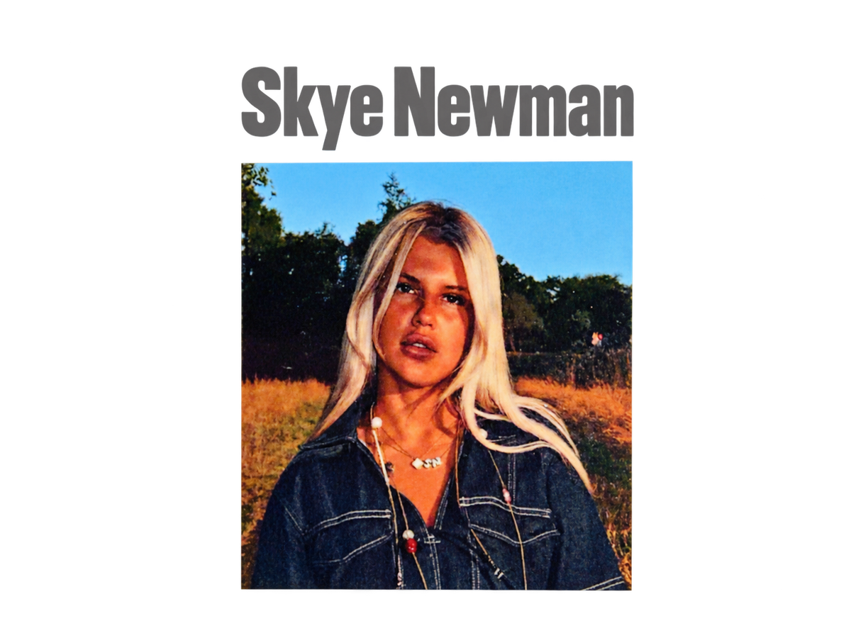 Skye Newman portrait UV DTF transfer with solid grey lettering