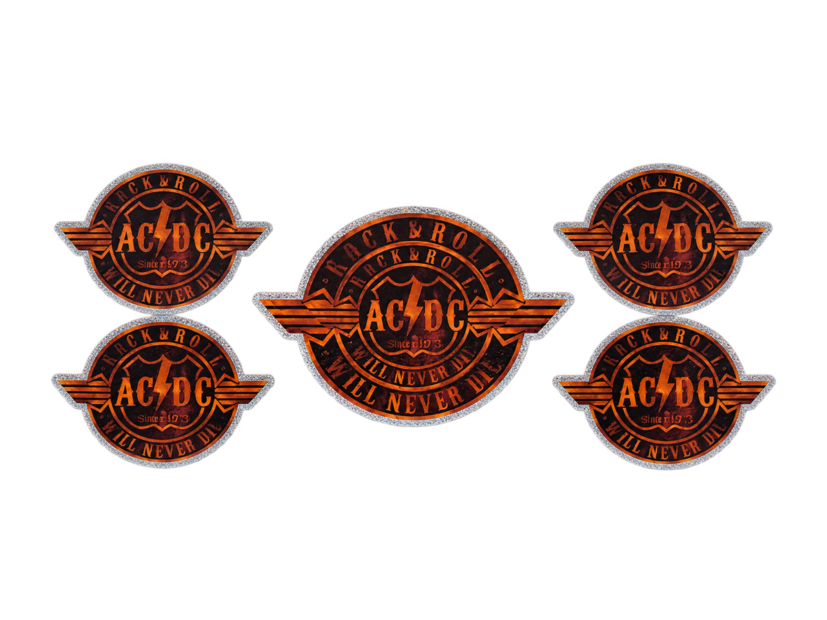 AC/DC Rock Logo UV DTF Cup Wrap — Optional Cut-Apart Sheet