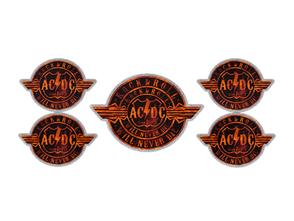 AC/DC Rock Logo UV DTF Cup Wrap — Optional Cut-Apart Sheet