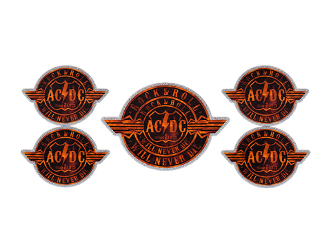 AC/DC Rock Logo UV DTF Cup Wrap — Optional Cut-Apart Sheet