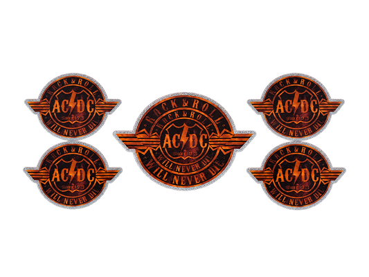 AC/DC Rock Logo UV DTF Cup Wrap — Optional Cut-Apart Sheet