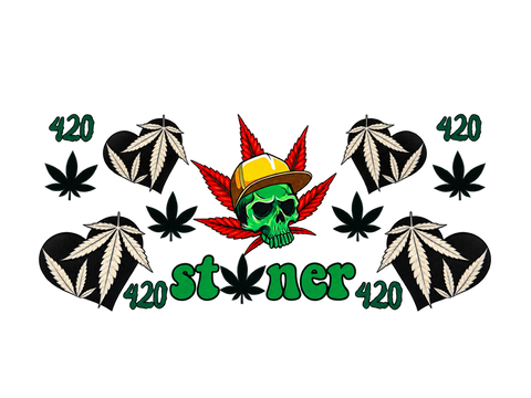 420 Stoner Skull UV DTF Cup Wrap — Optional Cut-Apart Sheet