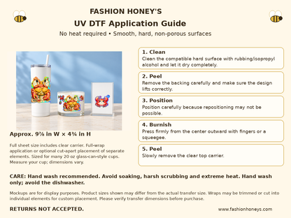 Holographic crab and ocean friends UV DTF transfer Application Guide