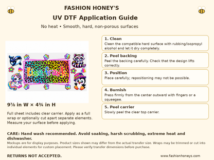 Lisa Frank rainbow animals UV DTF cup wrap — Application Guide