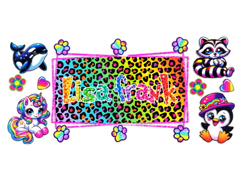 Lisa Frank Rainbow Animals UV DTF Cup Wrap — Optional Cut Apart Sheet