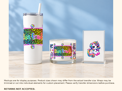 Lisa Frank rainbow animals UV DTF cup wrap — Lifestyle