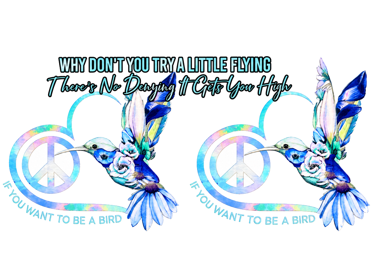 Hummingbird peace hearts UV DTF cup wrap — Hero 1200x900