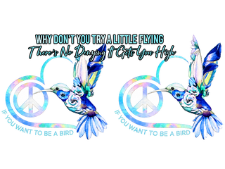 Hummingbird Peace Hearts UV DTF Cup Wrap — Optional Cut Apart Sheet