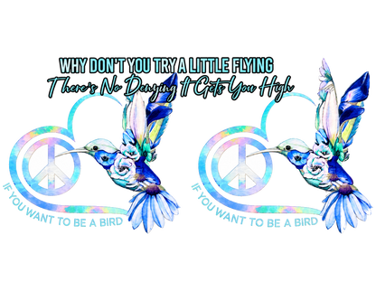 Hummingbird peace hearts UV DTF cup wrap — Hero 1200x900