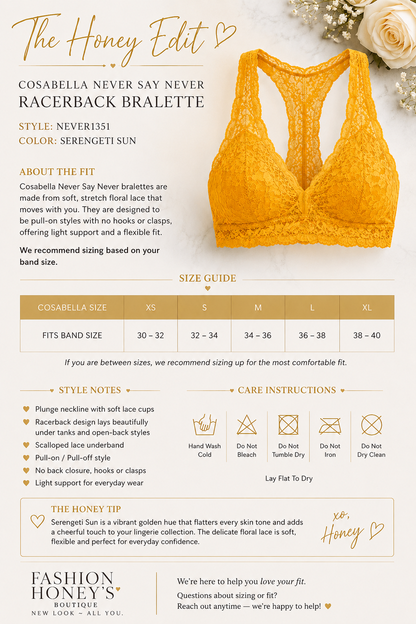 Never Say Never Racerback Bralette - Serengeti Sun