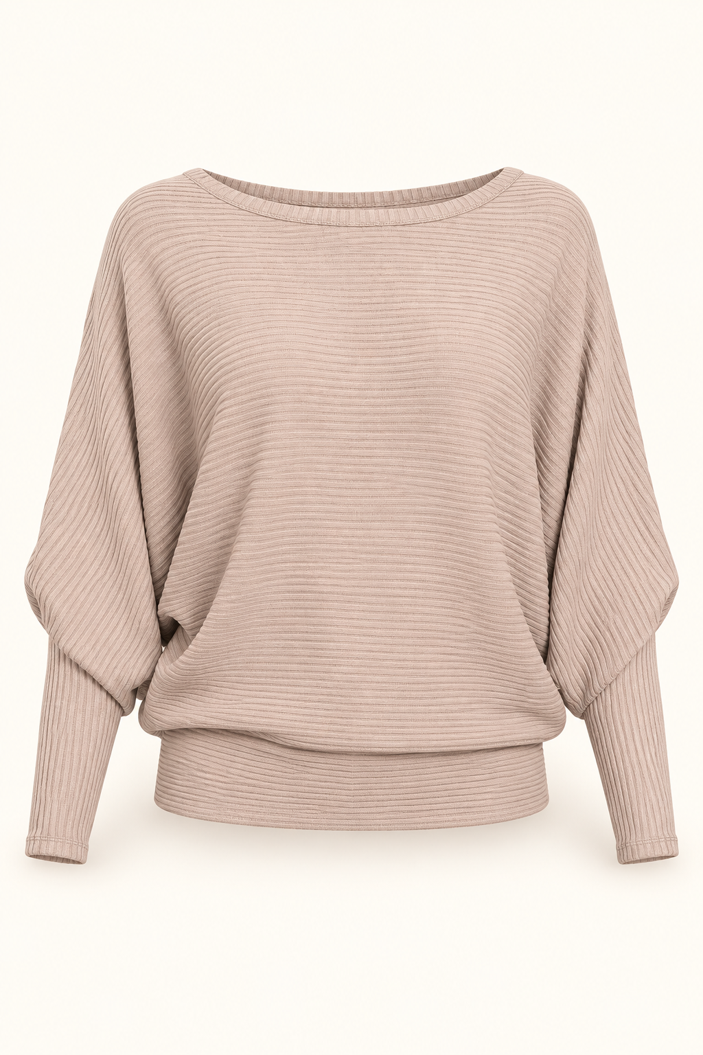 Zenana HW-2177D4 Ash Mocha ribbed batwing sweater — front ghost mannequin view