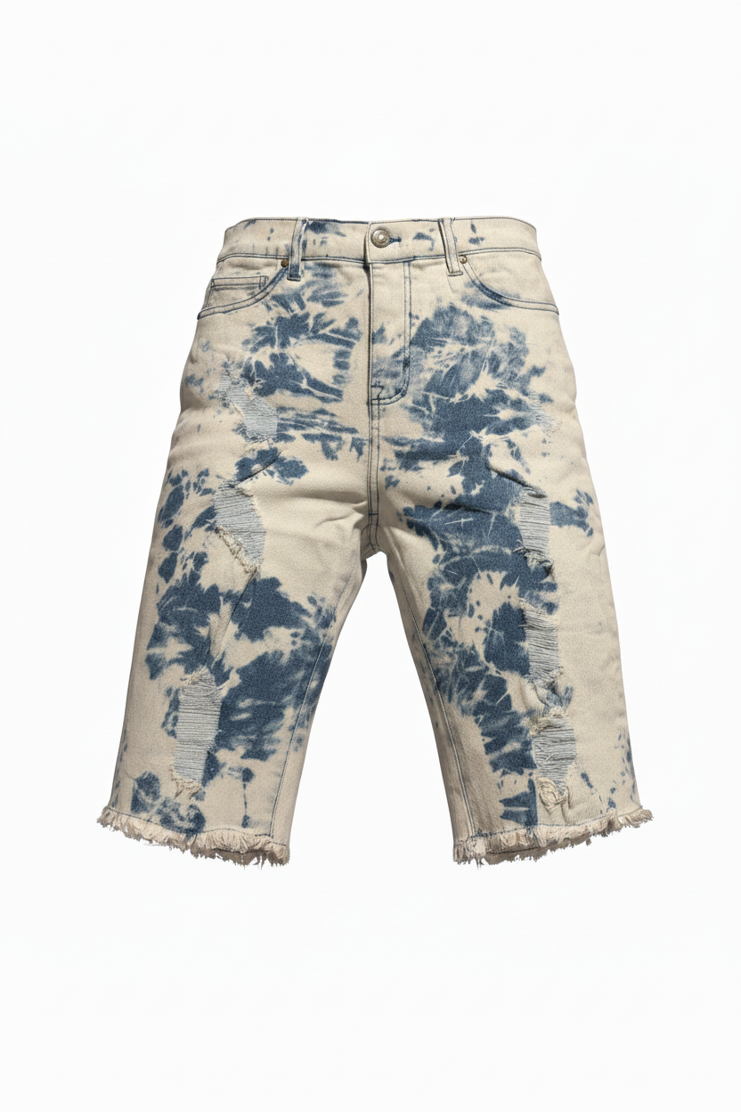 High Rise Acid Washed Denim Shorts