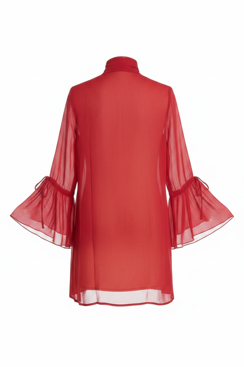 Long-Sleeve Red Cocktail Dress