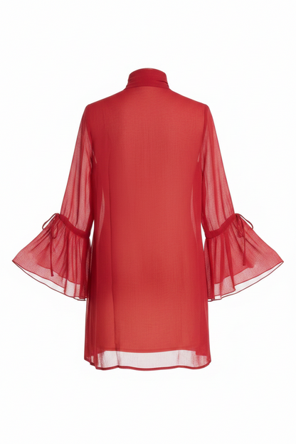 Long-Sleeve Red Cocktail Dress