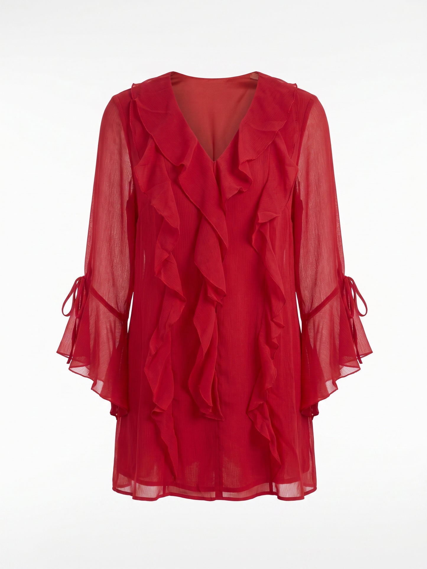 Long-Sleeve Red Cocktail Dress