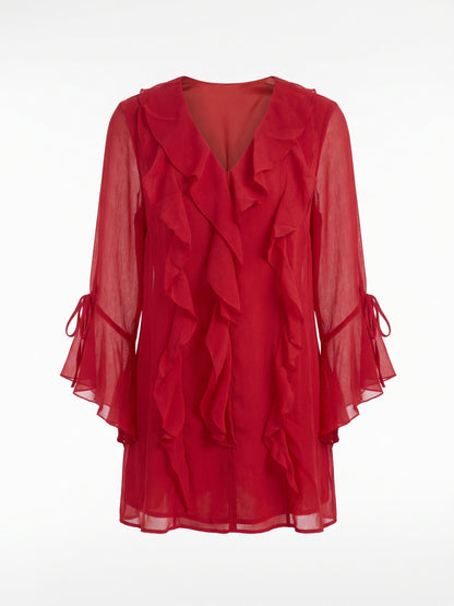 Long-Sleeve Red Cocktail Dress