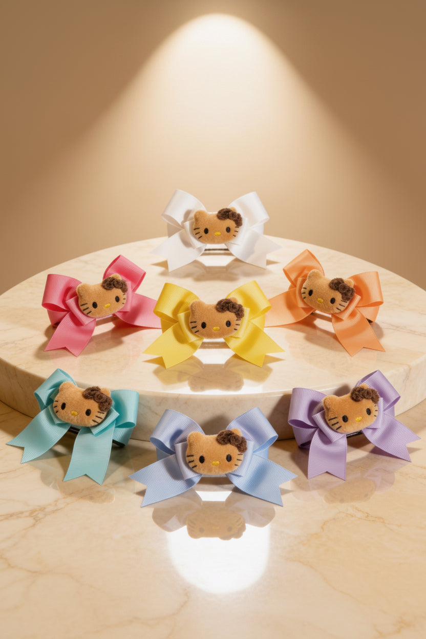 Plush Kitty, Bow Hair Clip