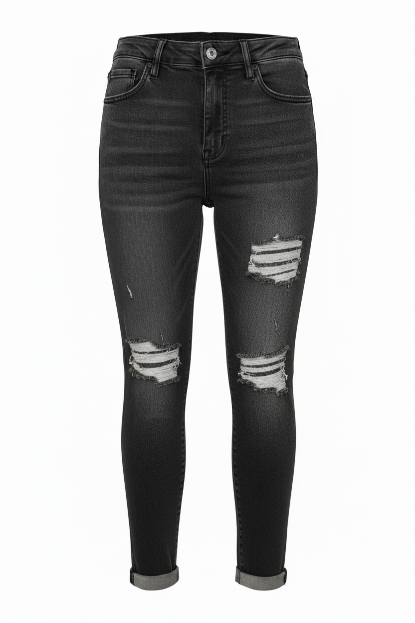 Distressed High-Rise Skinny Jeans