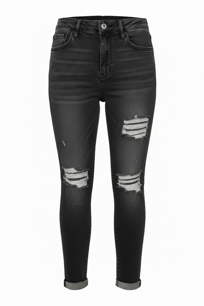 Distressed High-Rise Skinny Jeans