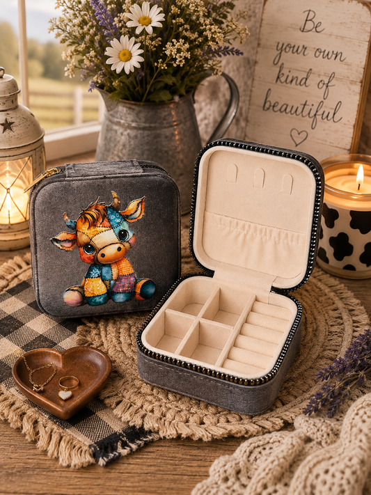 Highland Cow Travel Jewelry Case