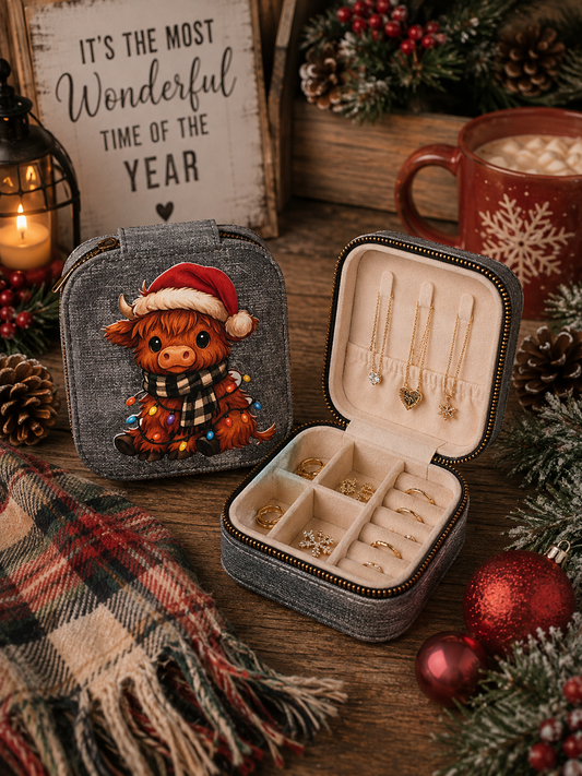 Xmas Highland Cow Jewelry Case