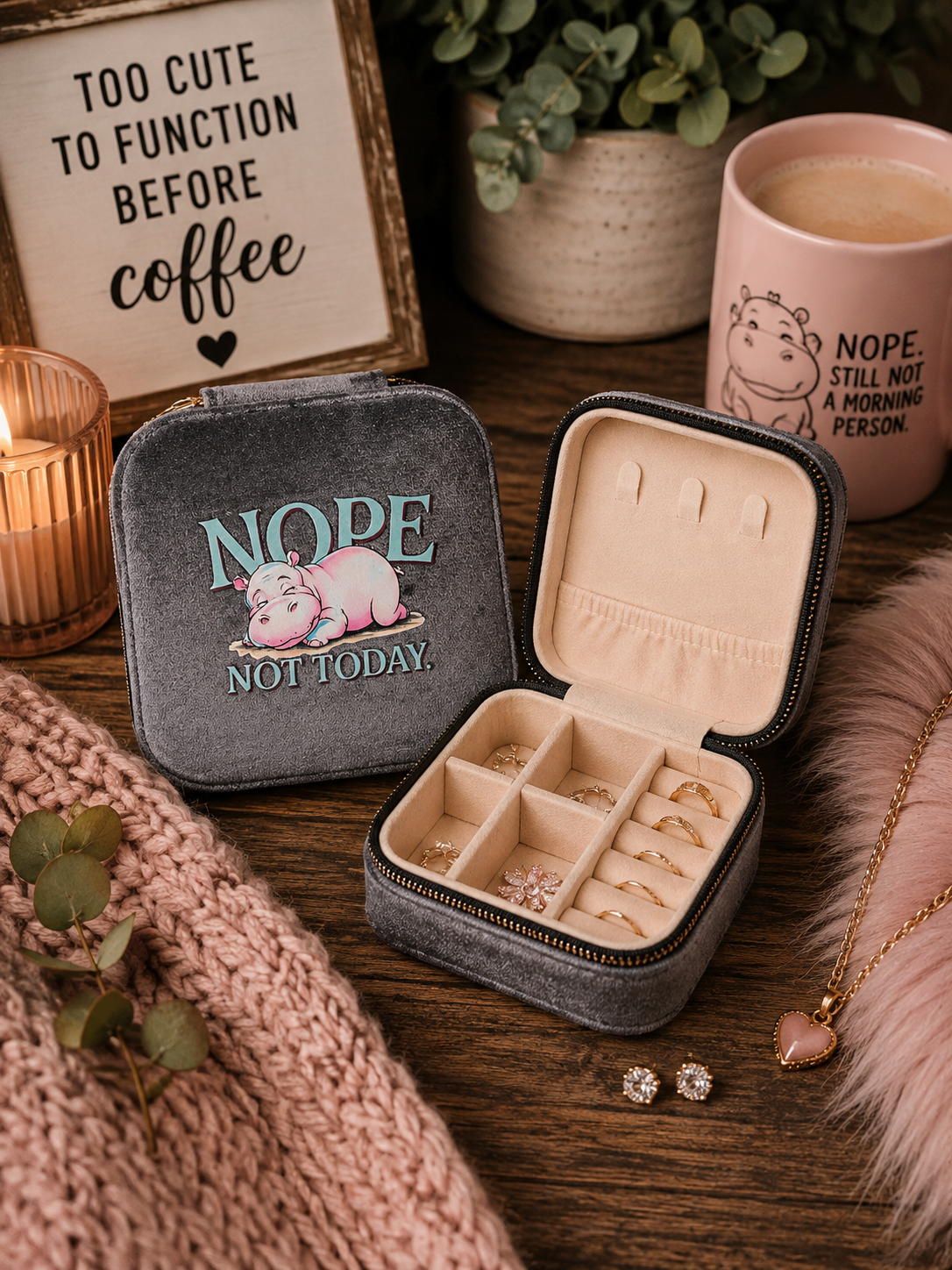 Nope, Not Today Travel Jewelry Case