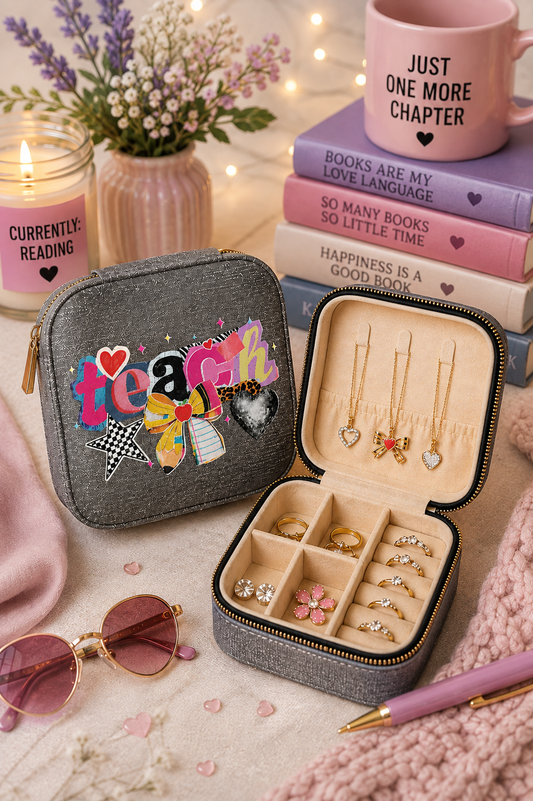 “Teach” Travel Jewelry Case