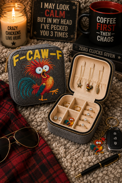 F-CAW-F Crazy Chicken Travel Jewelry Case