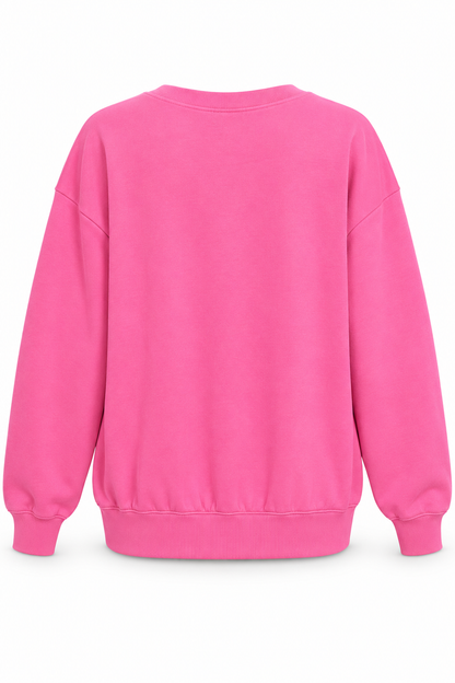 Back product view of Zenana OT-4379 pink sweatshirt