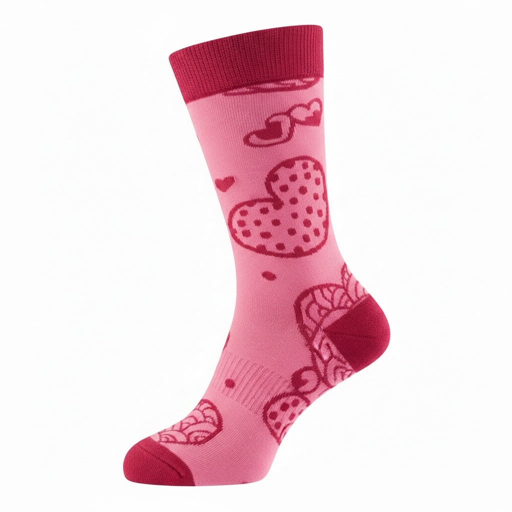 Silles Socks - One Size Fits Most - Happy Hearts - 2 Tone Pink